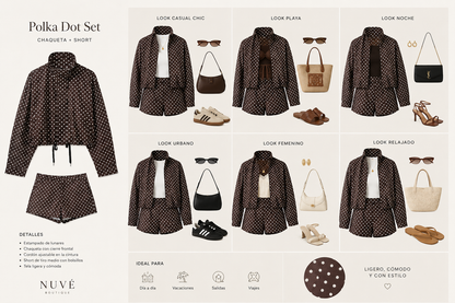 Jacket & short polka dots MARRÓN