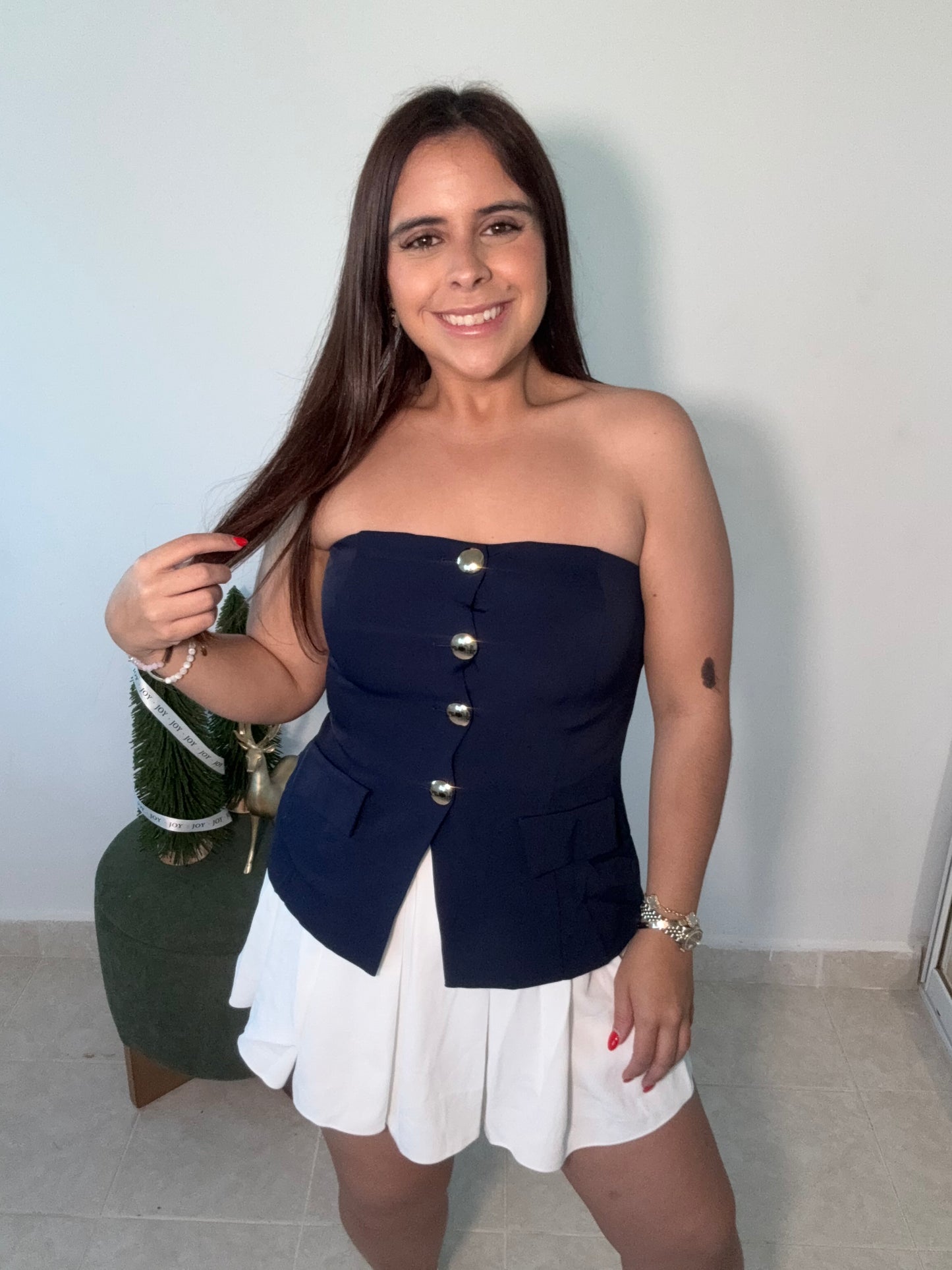 Navy-white dress