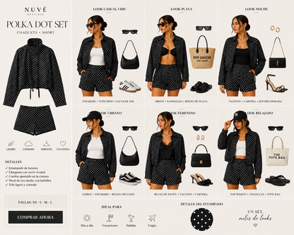 Jacket & short polka dots NEGRO